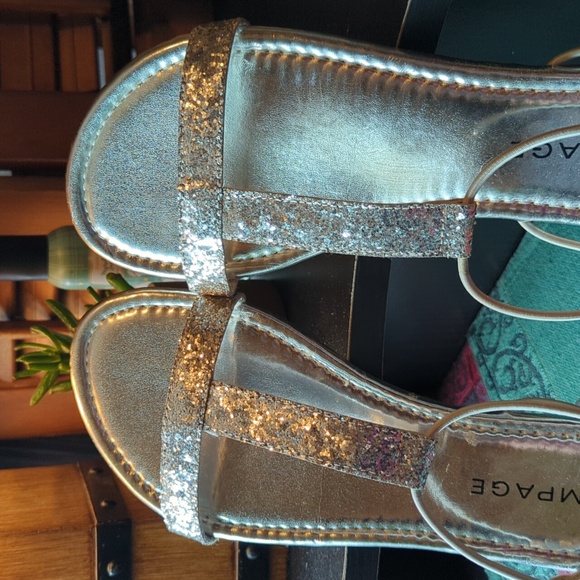 Rampage Patience Silver T Strap sandals 7.5 M Glitz Glam Summer - Picture 5 of 12